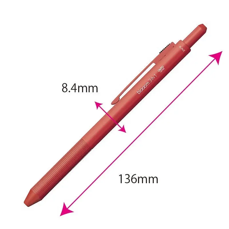 Ohto Bloom 3 in 1 Ballpoint Pen Multi-FunctionRefill Red 0.7mm
