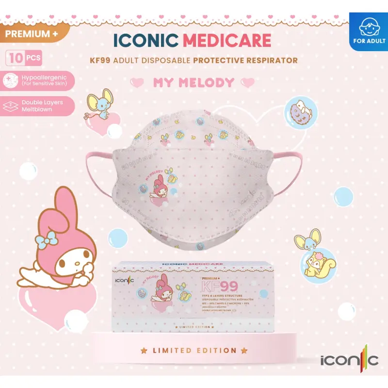 Sanrio Series Iconic Medicare 4 Ply KF99 Protective Respirator - Korean Medical Face Mask (10pcs)My Melody
