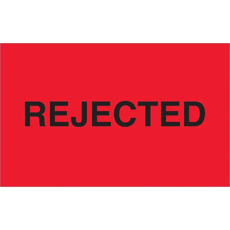1 1/4 x 2" - "Rejected" (Fluorescent Red) Labels 500/Roll