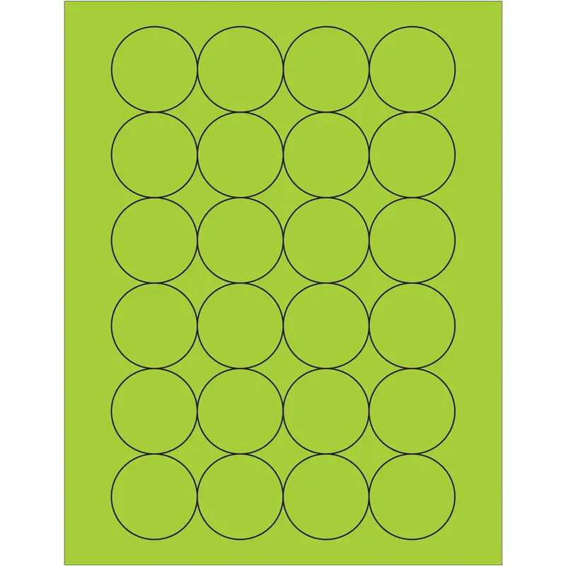 1 2/3" Fluorescent Green Circle Laser Labels 2400/Case