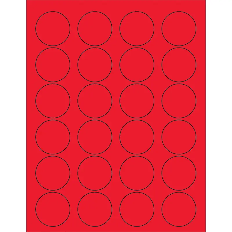 1 5/8" Fluorescent Red Circle Laser Labels 2400/Case