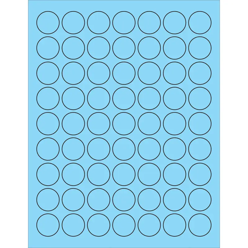 1" Fluorescent Pastel Blue Circle Laser Labels 6300/Case