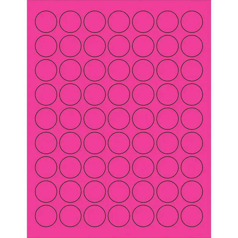 1" Fluorescent Pink Circle Laser Labels 6300/Case