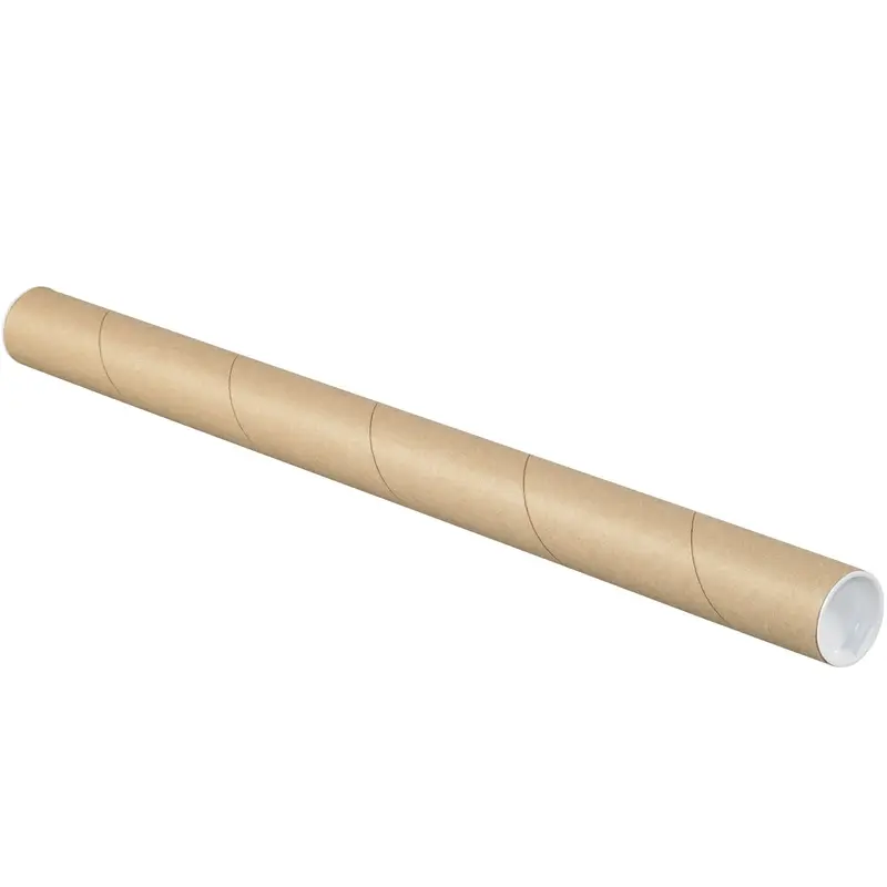 1 1/2 x 20 Brown Mailing Tubes With End Caps .060 Gauge 50/Case