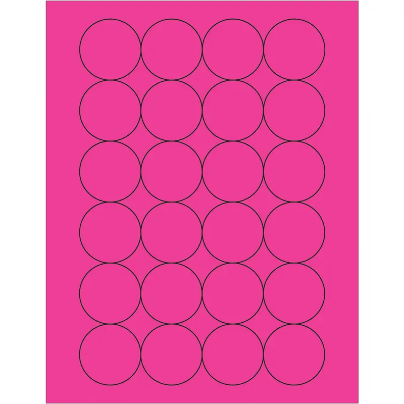 1 2/3" Fluorescent Pink Circle Laser Labels 2400/Case