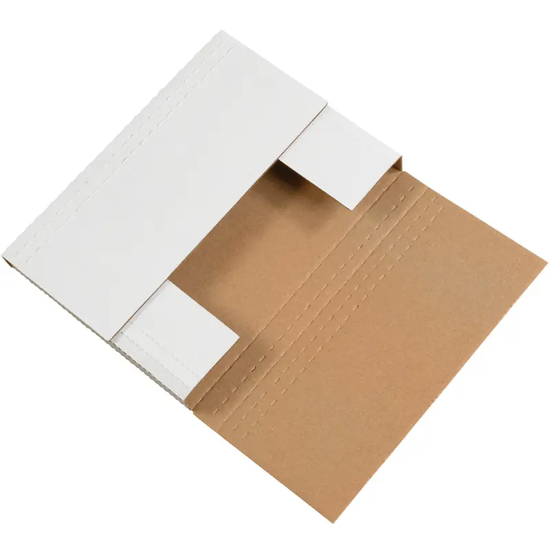 12 1/8 x 9 1/8 x 2 White Deluxe Easy-Fold Mailers 25/Bundle
