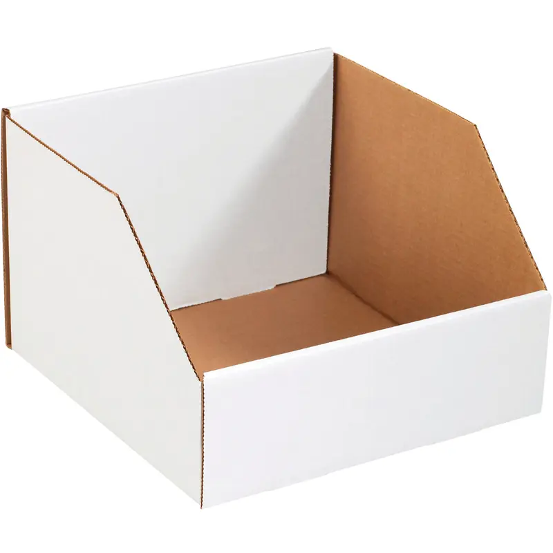 12 x 12 x 8 Open-Top White Corrugated Bin Box 25/Bundle