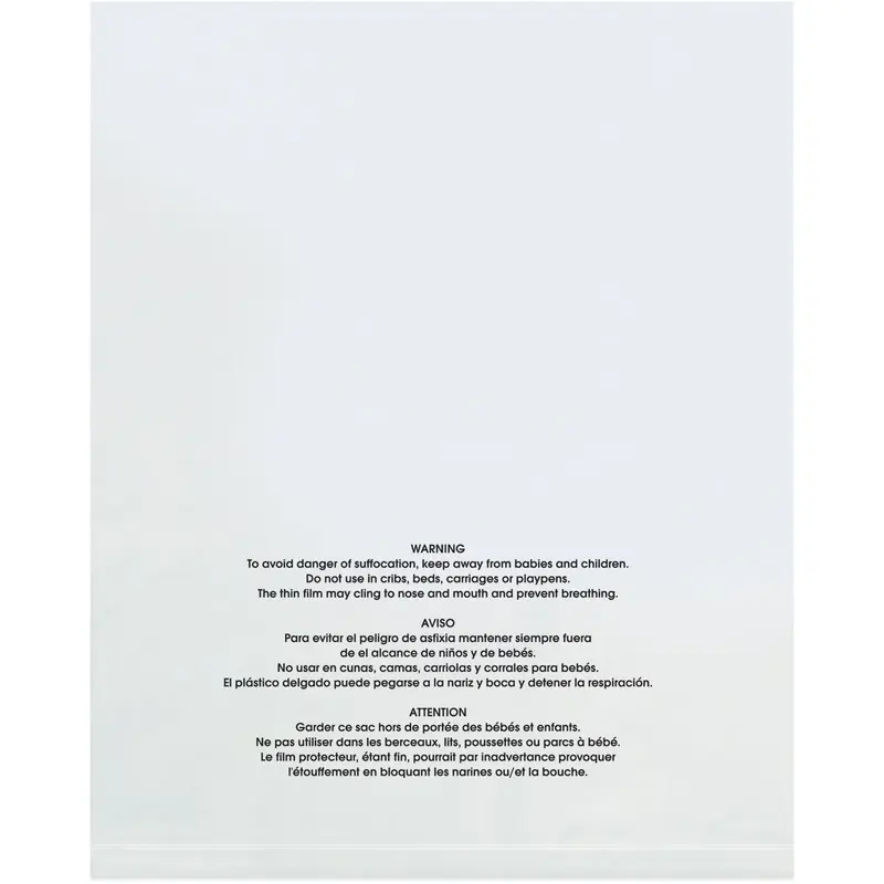 12 x 15 - 2 Mil Flat Suffocation Warning Poly Bags 1000/Case