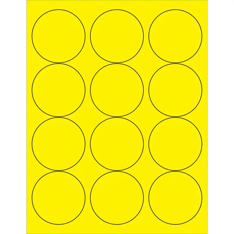 2 1/2" Fluorescent Yellow Circle Laser Labels 1200/Case