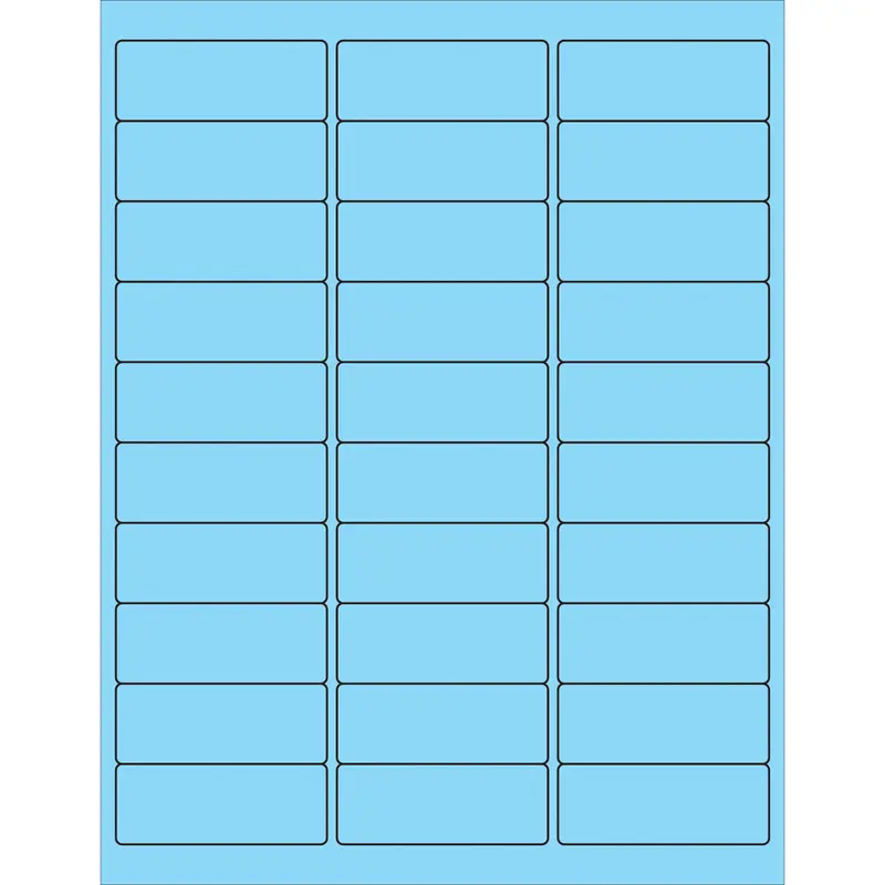 2 5/8 x 1" Fluorescent Pastel Blue Rectangle Laser Labels 3000/Case