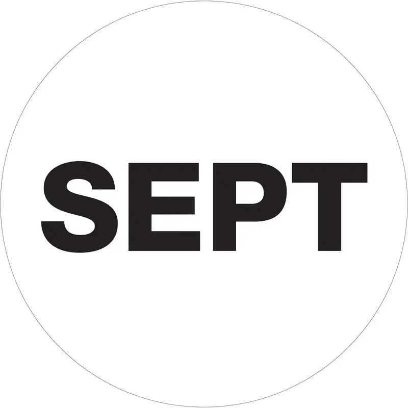 2" Circle - "SEPT" (White) Months of the Year Labels 500/Roll