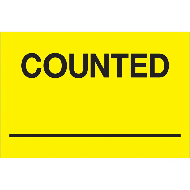 2 x 3" - "Counted ___" (Fluorescent Yellow) Labels 500/Roll