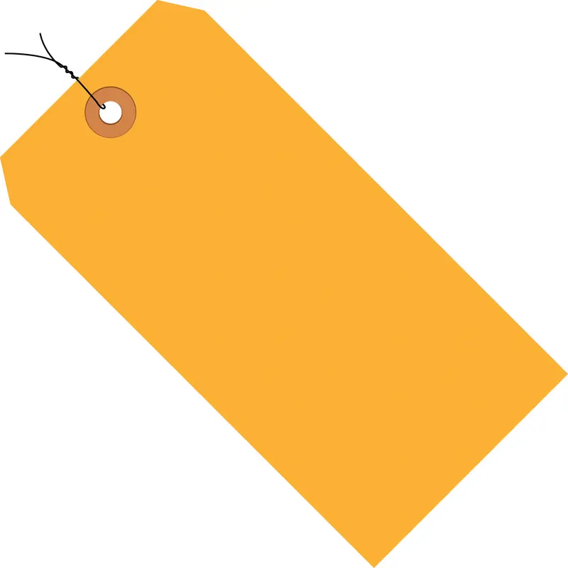 3 1/4 x 1 5/8 Fluorescent Orange 13 Pt. Shipping Tags - Pre-Wired 1000/Case