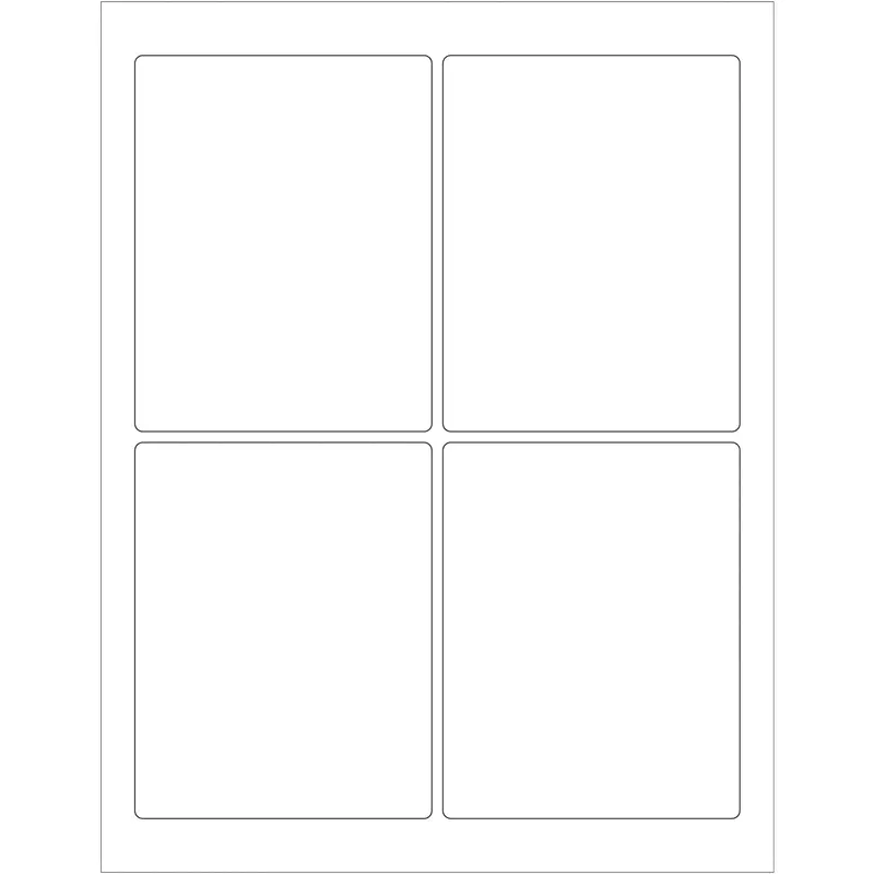 3 3/4 x 4 3/4" White Rectangle Laser Labels 400/Case