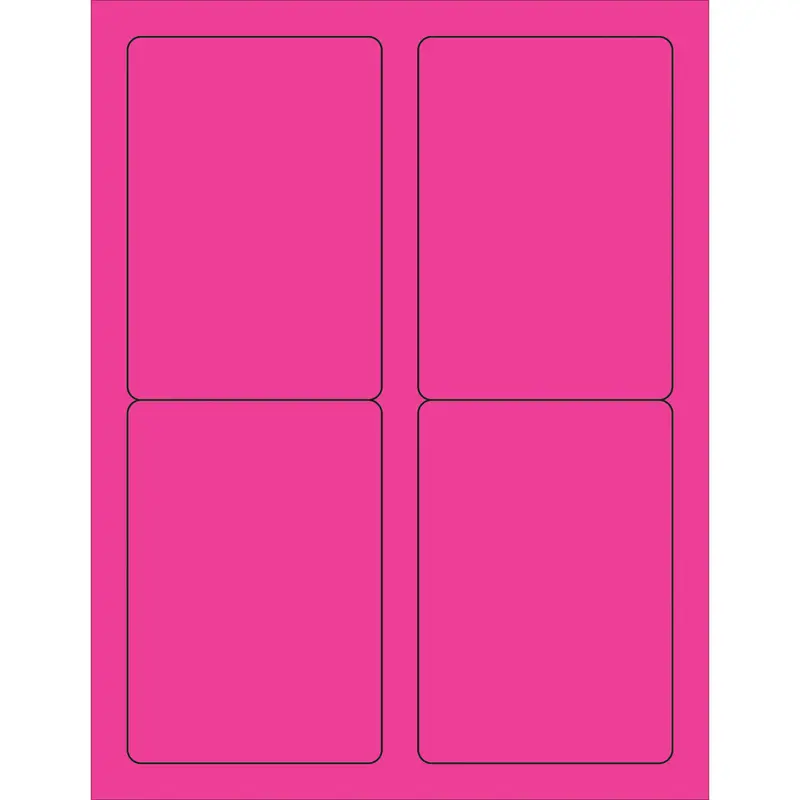 3 1/2 x 5" Fluorescent Pink Rectangle Laser Labels 400/Case