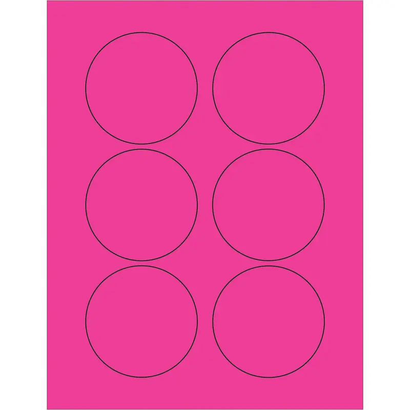 3" Fluorescent Pink Circle Laser Labels 600/Case