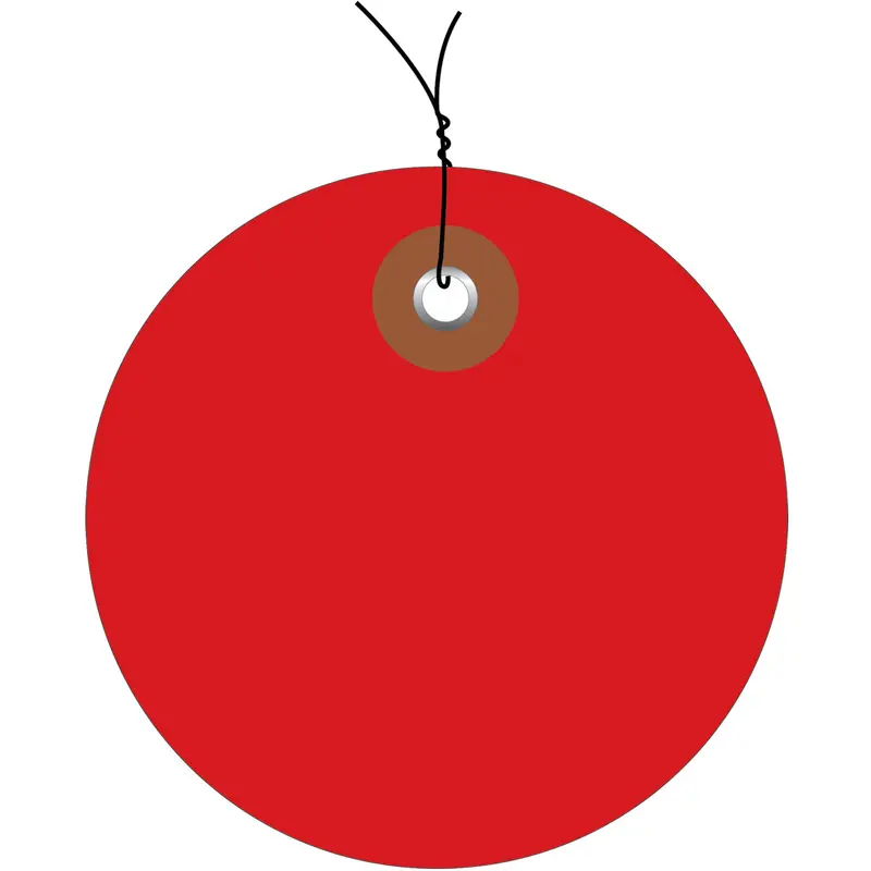 3" Red Plastic Circle Tags - Pre-Wired 100/Case