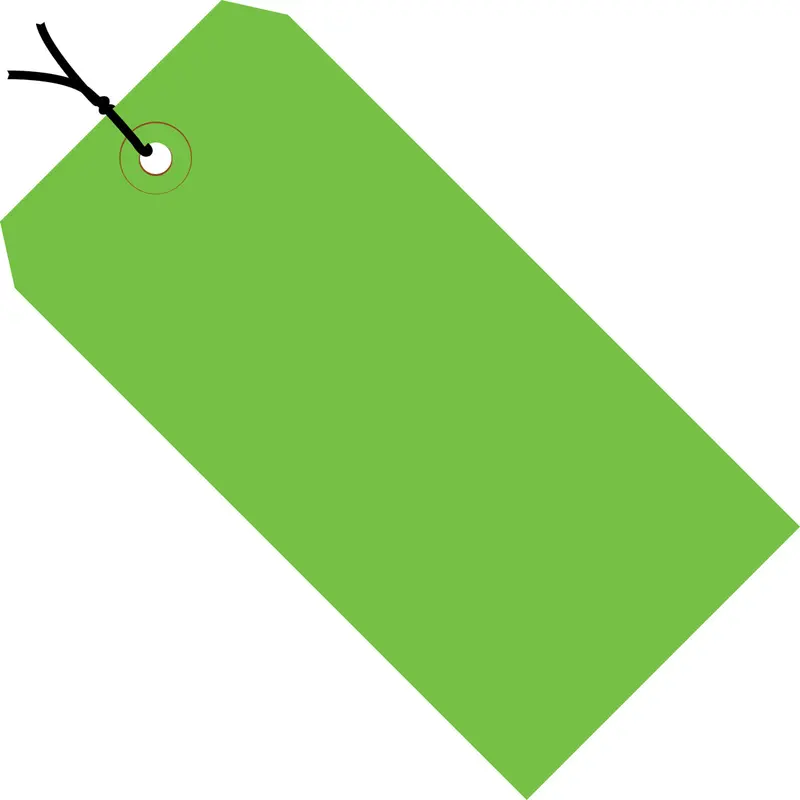 3-1/4 x 1-5/8 Pre-Strung Green Tags (THICK BOARD - 13 POINT) 1000/Case