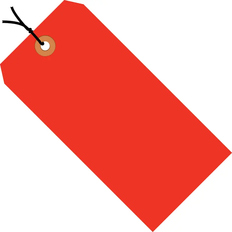 4 1/4 x 2 1/8 Fluorescent Red 13 Pt. Shipping Tags - Pre-Strung 1000/Case