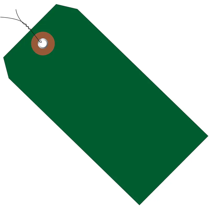 4 3/4 x 2 3/8 Green Plastic Shipping Tags - Pre-Wired 100/Case