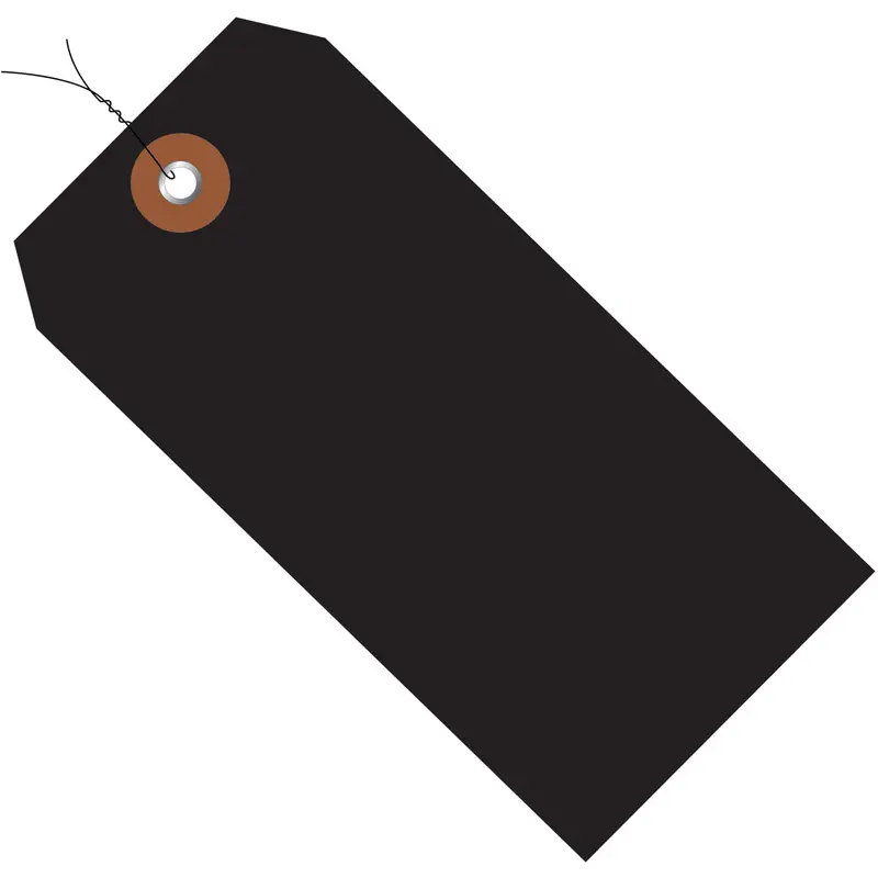 4 3/4 x 2 3/8 Black Plastic Shipping Tags - Pre-Wired 100/Case