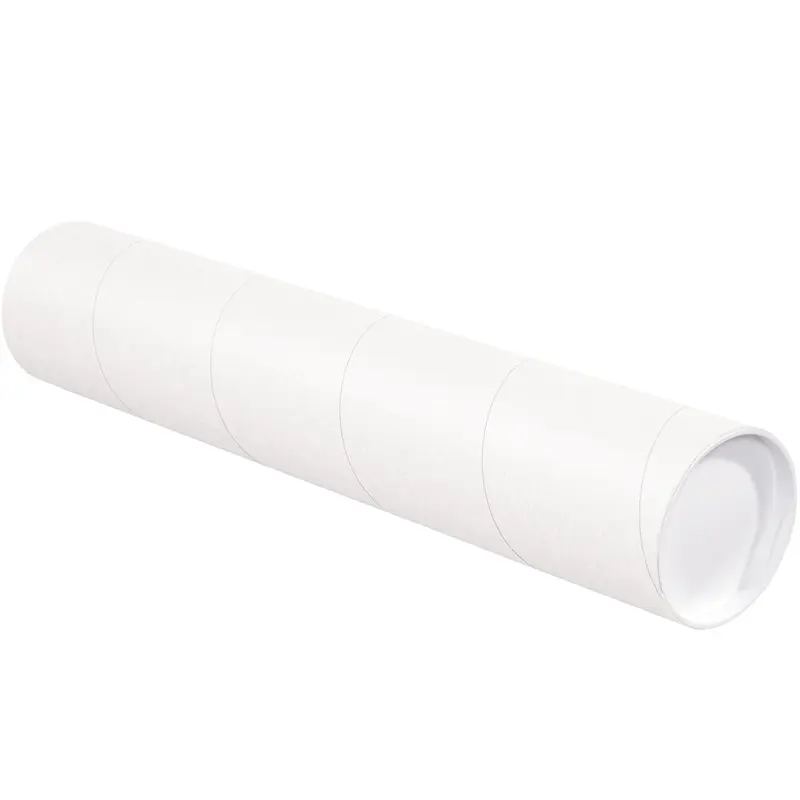 4 x 18 White Mailing Tubes With End Caps .080 Gauge 15/Case