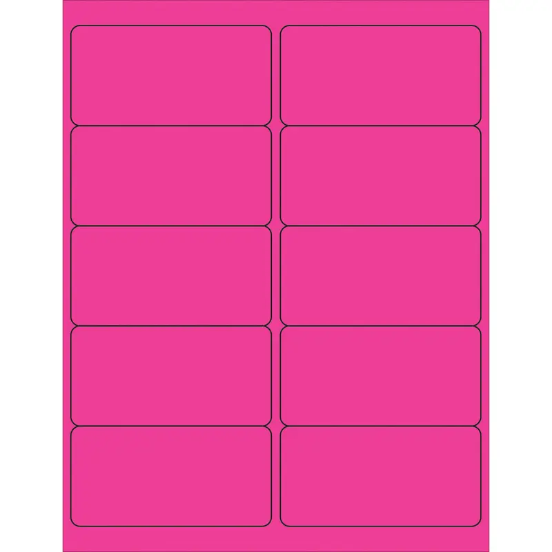 4 x 2" Fluorescent Pink Removable Rectangle Laser Labels 1000/Case