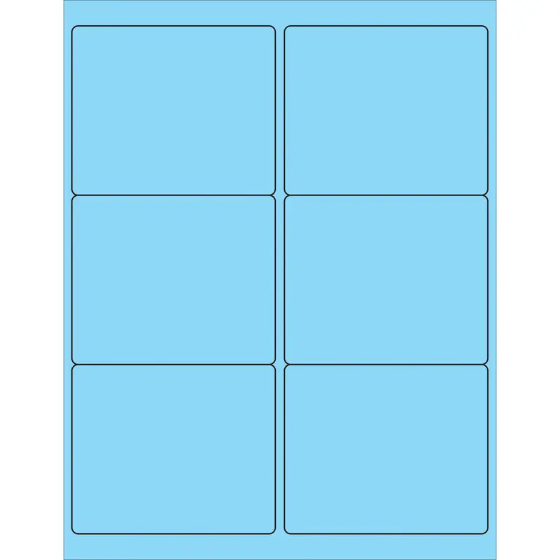 4 x 3 1/3" Fluorescent Pastel Blue Rectangle Laser Labels 600/Case