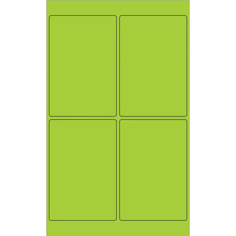 4 x 6" Fluorescent Green Rectangle Laser Labels 400/Case