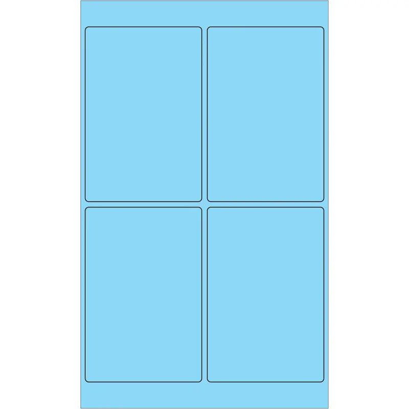 4 x 6" Fluorescent Pastel Blue Rectangle Laser Labels 400/Case