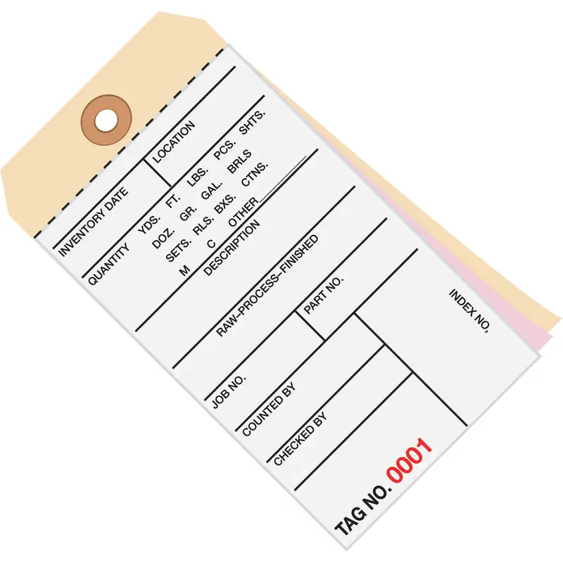 6 1/4 x 3 1/8 - (1000-1499) Inventory Tags 3 Part Carbonless # 8 500/Case