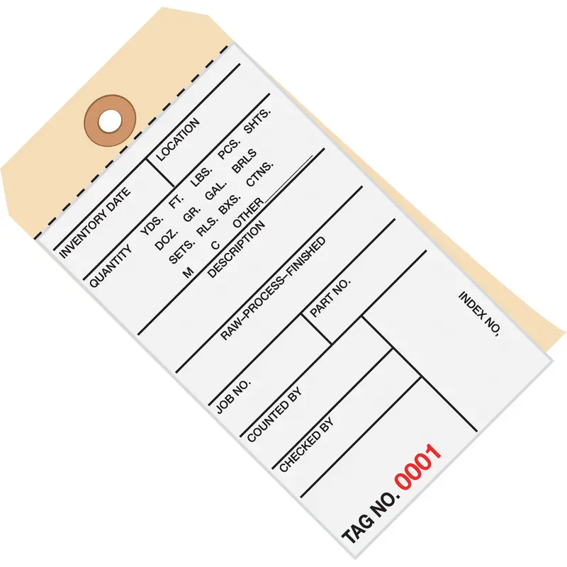 6 1/4 x 3 1/8 - (7000-7499) Inventory Tags 2 Part Carbonless # 8 500/Case
