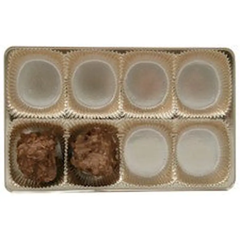 6-15/16 x 4-3/8 x 7/8 (1/2 lb.) Rectangular Candy Tray Gold 8 Cavities 500/Case