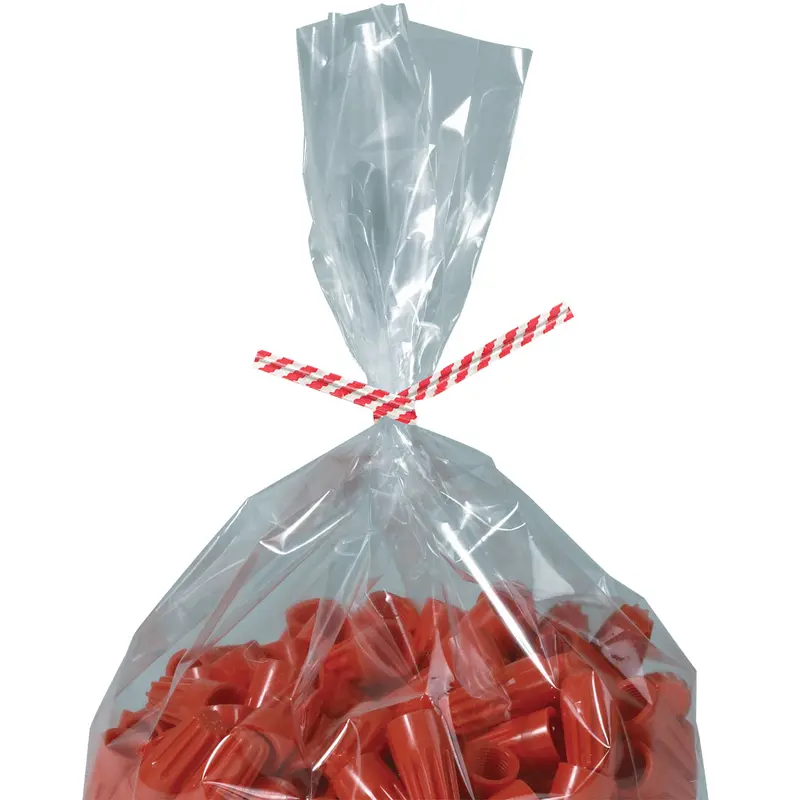 8 x 5/32 Red Candy Stripe Paper Twist Ties 2000/Case