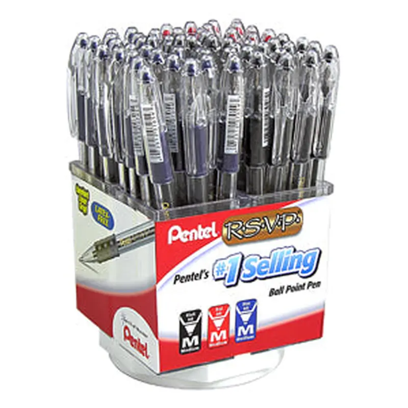 Pentel Ballpoint Pen Display 60 pc RSVP Ballpoint Pens, Medium 60/Case