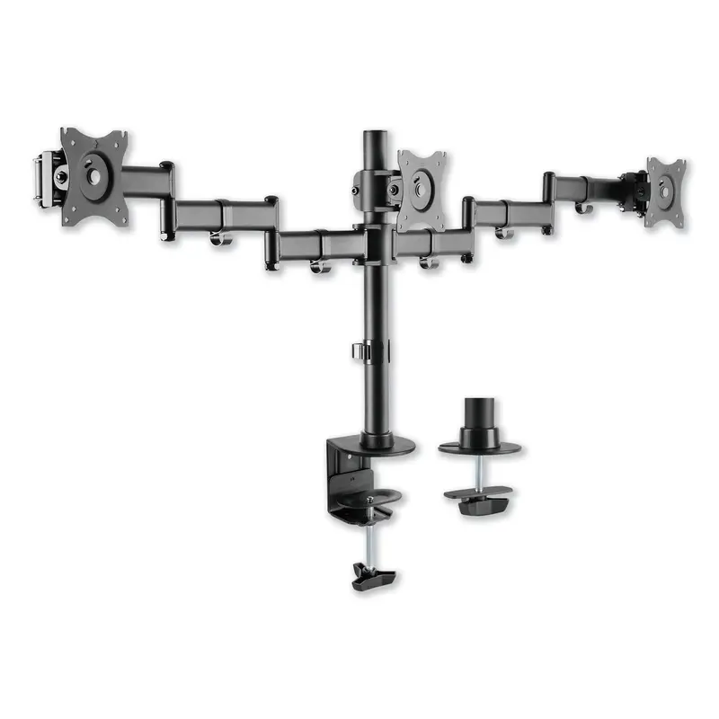 AdaptivErgo Pole-Mount Triple Arm for 27" Monitors, 360 deg Rotation,  45/-45 deg Tilt, 45 deg Pan, Black, Supports 17.6 lb