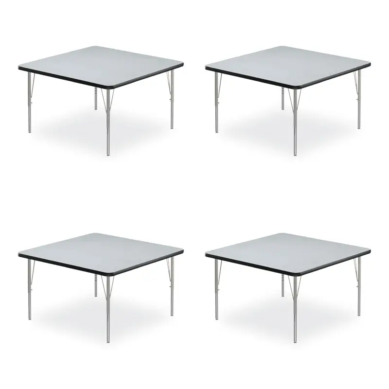 Adjustable Activity Tables, Square, 48" x 48" x 19" to 29", Gray Top, Silver Legs, 4/Pallet