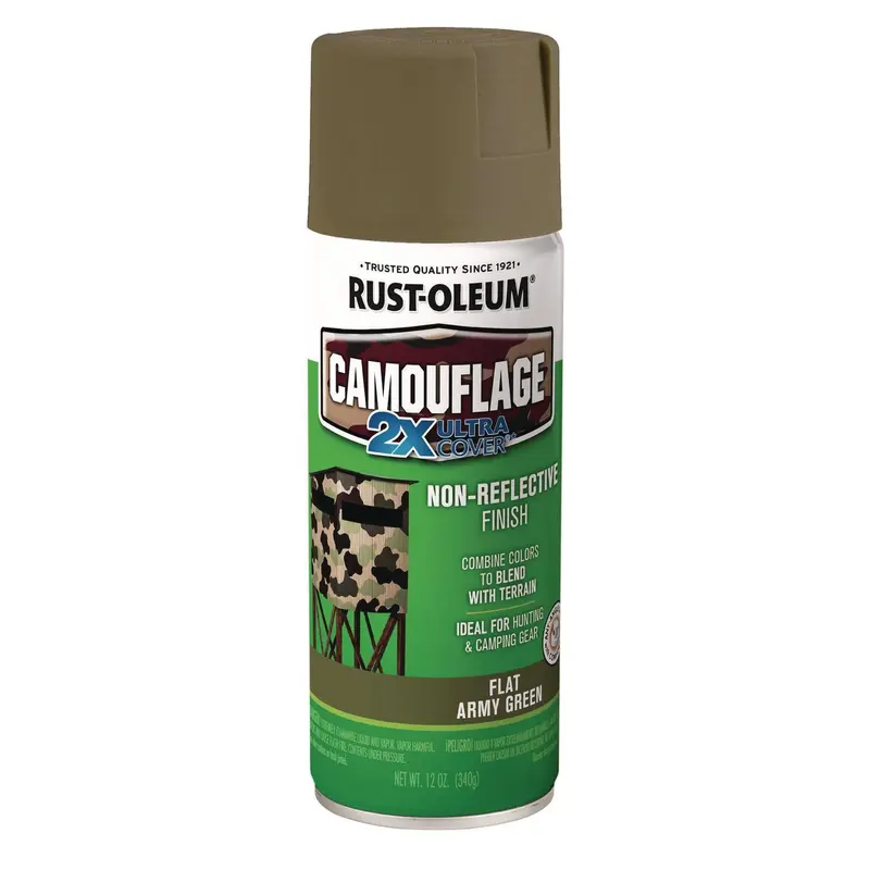 Camouflage Spray Paint, Flat Army Green, 12 oz Aerosol Can