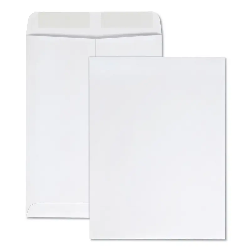 Catalog Envelope, 28 lb Bond Weight Kraft, #10 1/2, Square Flap, Gummed Closure, 9 x 12, White, 100/Box