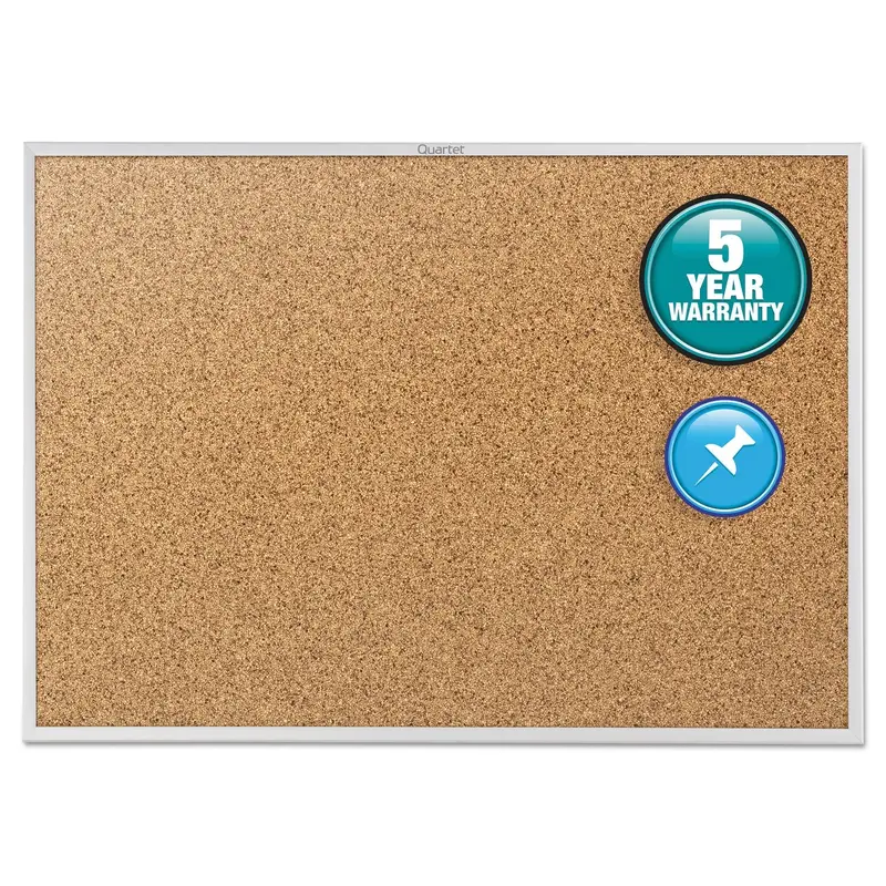 Classic Series Cork Bulletin Board, 24 x 18, Tan Surface, Silver Aluminum Frame