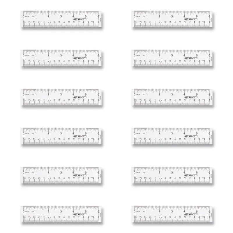 Clear Flexible Acrylic Ruler, Standard/Metric, 6" (15 cm) Long, Clear, 12/Box
