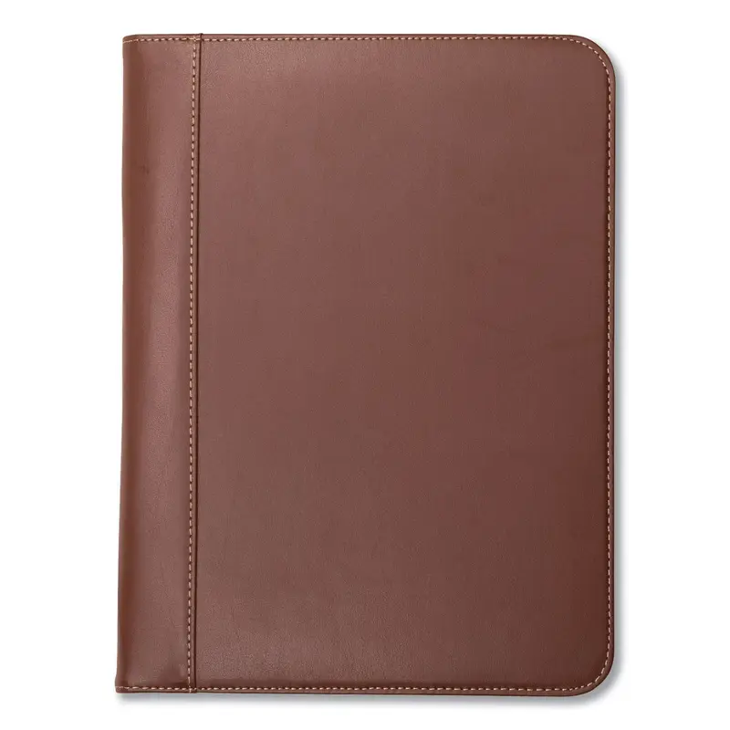 Contrast Stitch Leather Padfolio, 8 1/2 x 11, Leather, Tan