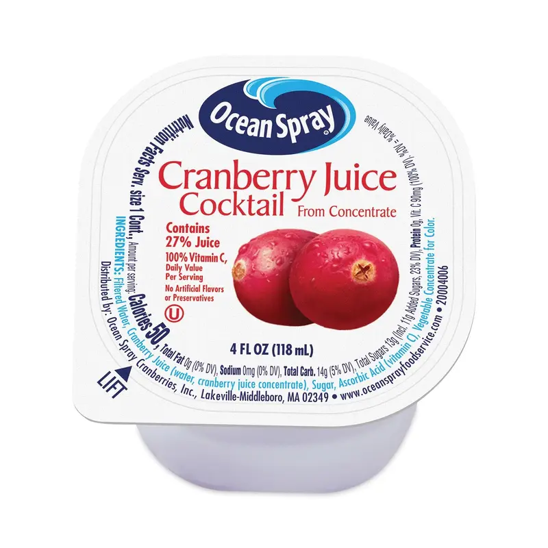 Cranberry Juice Drink, Cranberry, 4 oz Cup, 48/Carton