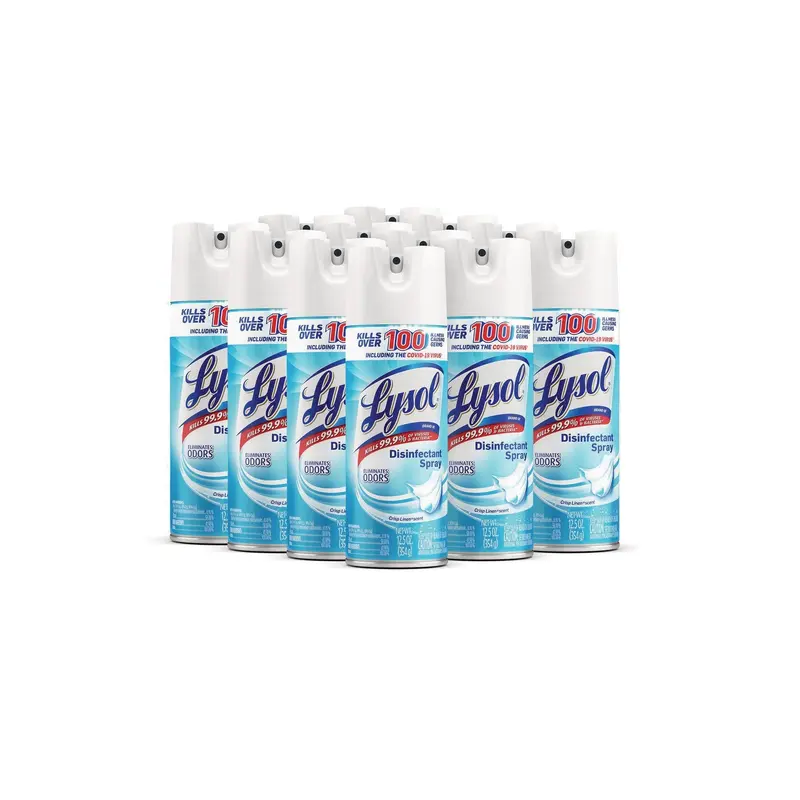 Disinfectant Spray, Crisp Linen Scent, 12.5 oz Aerosol Spray, 12/Carton