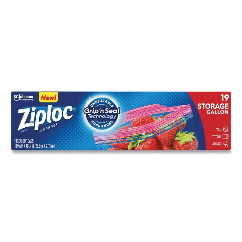 Double Zipper Storage Bags, Triple System Seal, Gallon, 9.6" x 12.1", Clear, 19 Bags/Box, 12 Boxes/Carton
