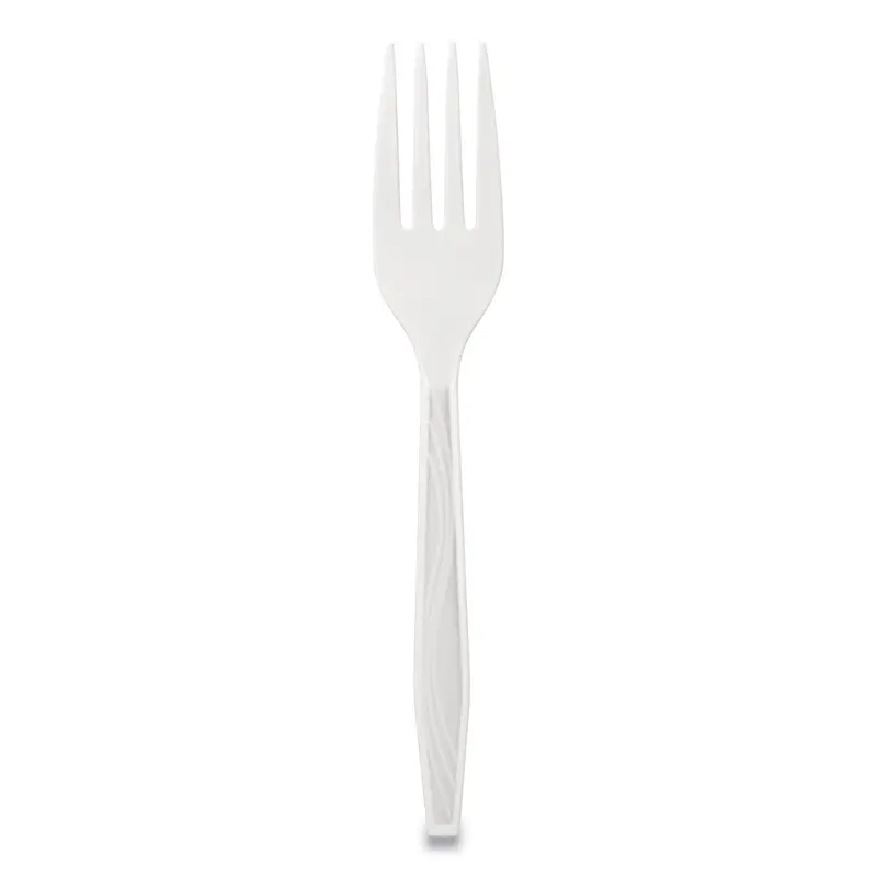 Elegant Dinnerware Heavyweight Cutlery, Polystyrene, Fork, White, 500/Box