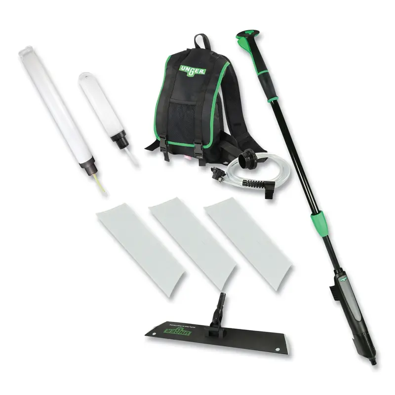 Excella Floor Finishing Kit, 20" Head, 48" to 65" Black/Green Plastic Handle