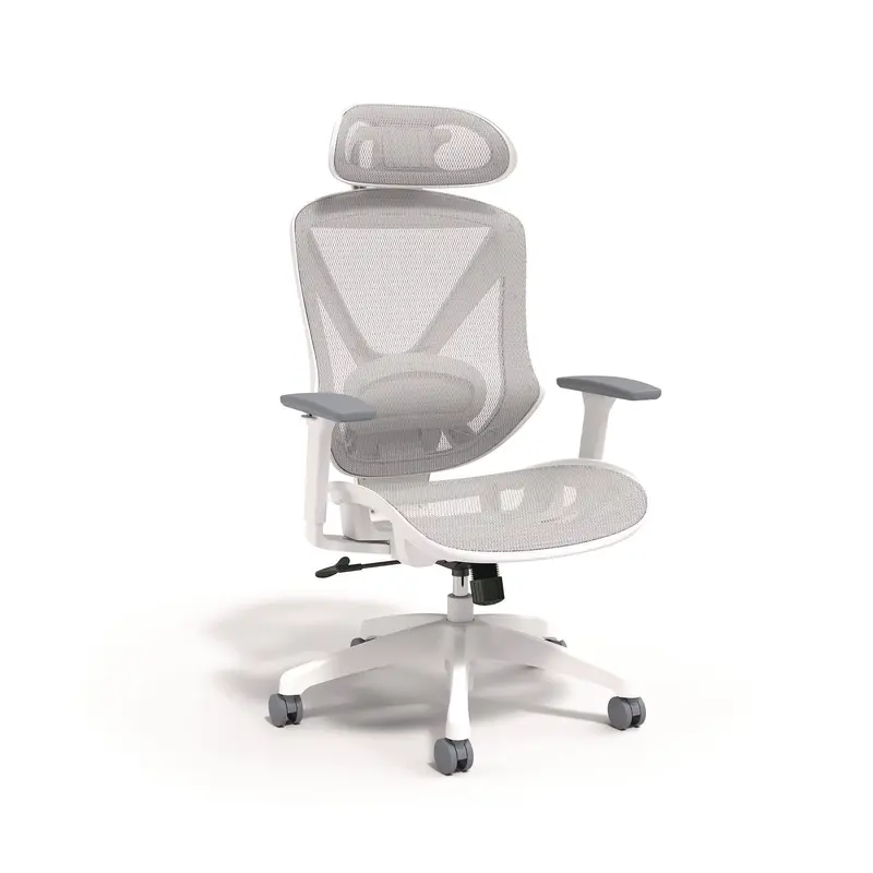 FlexFit Dexley Mesh Task Chair, Supports Up to 275 lb, 16.61" to 20.31 Seat Height, Gray Seat, Gray Back, White Base
