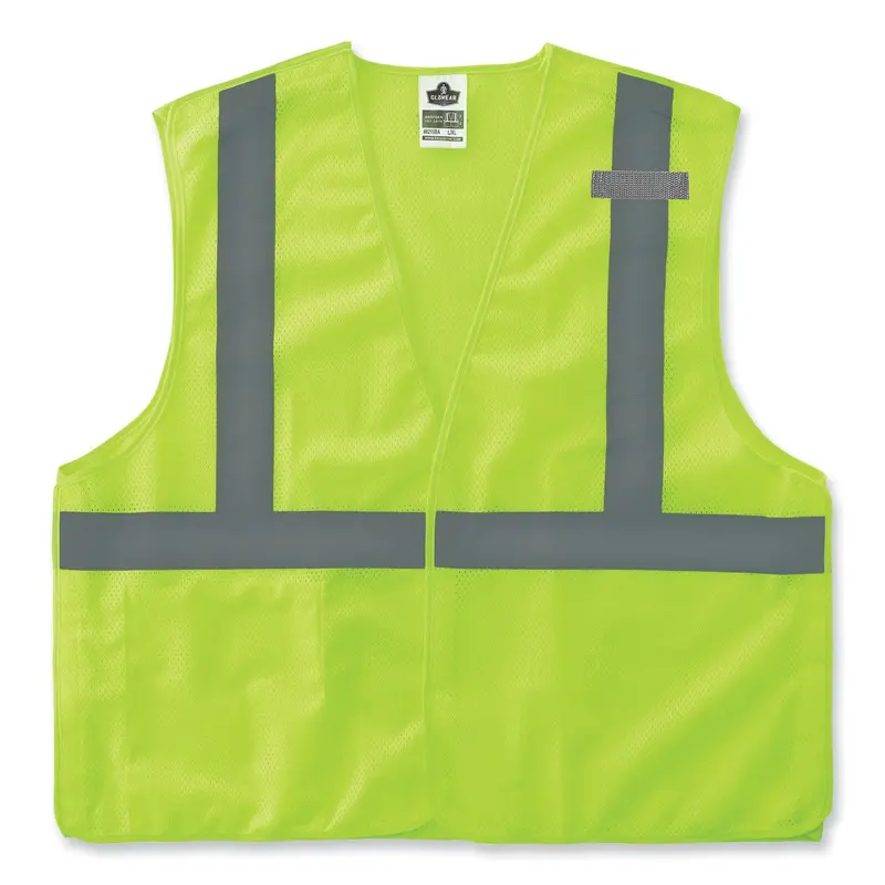 GloWear 8215BA-S Single Size Class 2 Economy Breakaway Mesh Vest, Polyester, X-Small, Lime