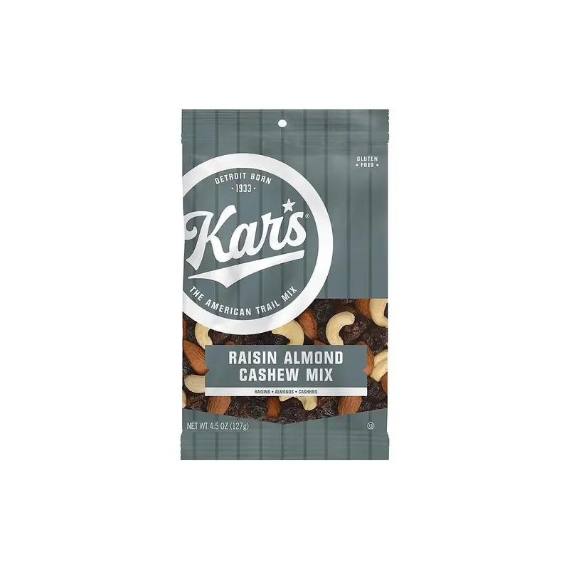 Fresh Harvest Trail Mix, Raisin Almond Cashew, 4.5 oz Bag, 12/Box